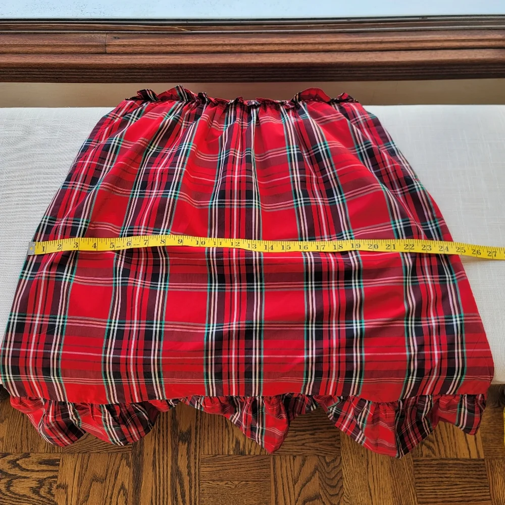 New! J.Crew sz Medium M Red Tartan Plaid Smocked Midi Dress NWT